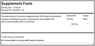 curcuplex 95 supplement facts