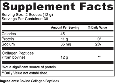 Great Lakes Gelatin Collagen Hydrolysate Supplement Facts